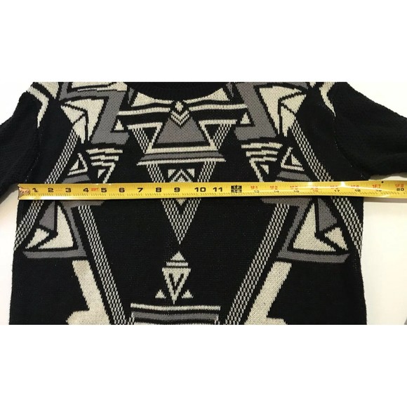 Ecote Womens Geometric Pattern Oversize Pullover Sweater Black Gray Small S - Picture 9 of 12